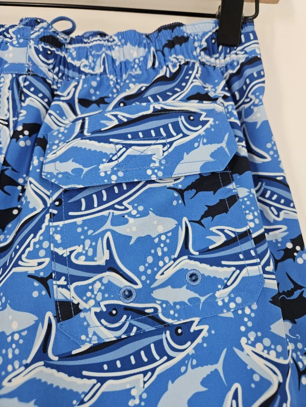 Vineyard Vines Boys' Blue Printed Chappy Swim Trunks In Tide Blue Fishing